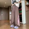 Calça Cargo Colorida Dopamina Três Listras com Bolso Masculina e Feminina Versátil Y2K Esportiva Casual Longa Fina Perna Larga
