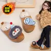 Linda Diadema y Pantuflas de Pingüino y Pez de Dibujos Animados para Niños 2026 Otoño/Invierno Nuevas Pantuflas de Algodón para Exteriores para Niñas