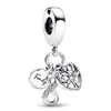 Pingente de contas com pedras de strass prateadas e incrustadas com diamantes, furo grande, pulseira Panjia, colar, acessórios de joalheria, fábrica de origem, em estoque