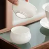 Colador de Té de Porcelana de Jade Blanco Dehua Filtro de Té Separador de Té de Cerámica Filtro de Té No Tejido Accesorios de Té Kung Fu