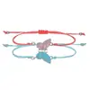 Pulsera tejida de mariposa al por mayor transfronterizo, pulsera de cuentas para parejas y amigos, pulsera de cordón de cera ajustable con mariposa de aleación