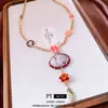 Collar con Colgante de Borla de Vidrio de Resina Ovalado Estilo Étnico Retro Cadena para Suéter Collar de Moda Multicapa Transfronterizo para Mujeres