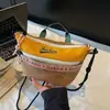 Bolsas para Mulheres 2025 Nova Bolsa de Lona Três Cores Moda Casual Versátil Americana Combinação de Cores Bolsa de Ombro Bolsa Transversal para Mulheres