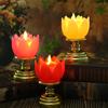 Fundo de ouro colorido lâmpada de lótus LED simulação vela ornamentos Dharma Guanyin Deus da riqueza Lâmpada de Buda sempre brilhante lâmpada atacado