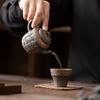Tetera de gres antigua de combustión temprana hecha a mano con esmalte de hierro dorado y Sutra del Corazón, tetera de kung fu para el hogar, tetera individual personal