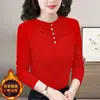 Ropa de Trabajo de Cuello Medio Camiseta Básica Diaria para Mujer Primavera, Otoño e Invierno Manga Larga Interior Forro Polar Nuevo Estilo 2025 Top Cálido