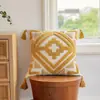 Cojín decorativo estilo ins nórdico para sofá de sala de estar, cojín geométrico con borlas, cojín de terciopelo de bucle para habitación de muestra, funda de cojín extraíble y lavable
