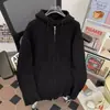 Cardigã com capuz de outono, suéter de malha versátil, suéter de corte solto, tricô de lã casual, peça de outer wear de cor sólida plus size