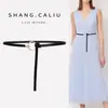 Nueva Moda Cinturón Delgado Decorativo para Vestido de Mujer Nudo Pequeño Cinturón Versátil Hebilla Redonda Estilo Coreano Simple Cintura Ceñida Cuero
