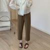 Calça Harem Feminina de Lã Não Reembolsável e Não Trocável Outono e Inverno Casual Elástico Cintura Alta Caimento Solto Emagrecedor Bolso Lateral Calça Afunilada Nove Pontos