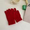 Guantes de lana de color liso estilo coreano chic para mujer, estilo japonés, retro, de punto cálido para invierno.