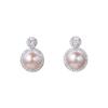 ¡Huevo de paloma socialité! Diseño moderno luz natural fuerte 6A perla de agua dulce aguja de plata S925 aretes de nicho de lujo ligero