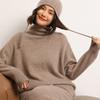 Suéter Pulôver Curto de Cashmere Macio e Aconchegante para Mulheres no Ano Novo, Soltinho, Gola Alta, Cor Sólida Grossa, Tricô Preguiçoso