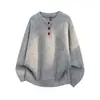 Suéter de punto con botón rojo cuello henley para hombre suéter transfronterizo 2026 invierno nuevo estilo moda versión coreana tejido suelto