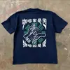 Camiseta de verano de seda de leche de manga corta para hombre y mujer, corte holgado, con estampado de caracteres chinos de moda, top casual de nicho para jóvenes