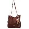 Bolsa de Grande Capacidade para Mulheres 2026 Inverno Novo Estilo Bolsa de Ombro Suede Estilo Balde Bolsa Tote Transversal Casual com Corrente Tendência