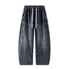 Jeans de Hombre Personalidad de Gama Alta Retro Americano Sueltos Rectos Versátiles Moda Otoño Lavados Casuales Guadaña