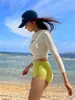 Atacado Maiô Feminino Estilo Coreano Dongdaemun Dividido Manga Longa Respirável Proteção Solar Emagrecedor Slim Maiô Deusa De Férias Na Praia