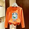 Camiseta de manga comprida para meninas, algodão puro, para usar na primavera e no outono, novo modelo 2026, blusa para meninas, camiseta, camiseta base para camada interna infantil