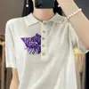Tienda Insignia Shanghai Dan Nong/Camisa Base Chaleco de Punto Manga Corta con Bordado de Gato Primavera y Verano Top de Media Manga