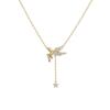 Colar de Elfo Banhado a Ouro 14K Prata Esterlina S925 Feminino Zircônia Microincrustada Diamante Pingente de Estrela Luz de Anjo Corrente para Clavícula