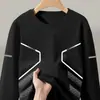 Camiseta de manga larga para hombre, de corte holgado y oversized, perfecta como capa base para el otoño, con estampados de moda y colores lisos, versátil y elegante