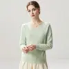 Nueva capa base de punto de cachemira para otoño e invierno, moderna, suave, cómoda, lisa, simple, de manga larga, cálida y elegante para mujer