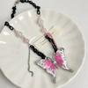 Collar con borlas y cuentas de mariposa rosa, elegante y fresco, para mujer, diseño de nicho 2024, cadena de collar combinable.