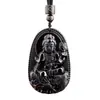 Collar Colgante Buda Ardiente del Zodiaco de Obsidiana Natural Estilo Nacional Ocho Diosas Protectoras Colgante para Hombres y Mujeres