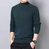 Camiseta térmica de forro polar para hombre, cuello medio alto, nueva estilo coreano otoño e invierno, corte ajustado, camiseta interior de manga larga con forro polar por ambos lados