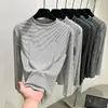 Nueva Camiseta Base de Manga Larga Rayada de Cuello Medio Alto, Cálida, Ajustada, para Capa Interior, para Mujer, Moderna, Versátil