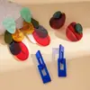 Brincos Europeus e Americanos Transfronteiriços de Acrílico Degradê Geométricos em Formato de Gota com uma Vibe Dopamina Única, Brincos de Luxo para Mulheres