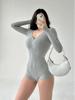 American New Sexy Spice Girl Macacão de manga comprida Pure Desire Street Shot Design Sense Tight High Street Yoga Suit Leggings