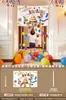 Decoración de Escena de Cumpleaños Lluvia de Globos para Cumpleaños Infantil Niño de 3 Años 2 Años Atmósfera de Ceremonia Tela Colgante para Niña Pequeña