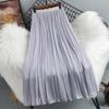 Elegante Falda Midi Nueva de Chifón Fluido para Mujer, Estilo Verano Fino de Largo Medio, Cubre Caderas, Falda Midi Acampanada A-Line Adelgazante