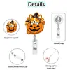 Porta-Crachá Retrátil de Acrílico com Glitter para Outono e Halloween com Desenhos de Fantasma, Abóbora e Pato