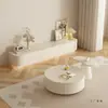 Mueble de TV tipo crema para sala de estar, combinación moderna minimalista para apartamentos pequeños, nuevo modelo 2026, mueble de TV blanco de pie