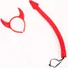 Faixa de Cabeça com Chifres de Halloween Conjunto de Tridente Faixa de Cabeça de Diabo Vermelho Adereços para Show de Máscaras Infantil e Adulto