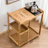 Mesa de té para uso doméstico, pequeño soporte de té hecho de nan bambú, mesa de té móvil, carrito de té para sala de estar y balcón, gabinete de té para hervir agua y preparar té, estante de almacenamiento para juego de té