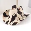 Chapéu de Cowboy com Estampa de Leopardo Transfronteiriço, Chapéu de Cowboy Ocidental Estilo Americano com Aba Larga, Chapéu Vintage de Feltro, Estilo Personalizado Unissex