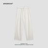 Apo Ropa para Hombre Casual Pantalones Casuales de Algodón Tejido 230g para Hombre Verano 2024 Sueltos de Algodón Puro Rectos con Cinturón
