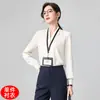 Camisa Profesional de Manga Larga con Cuello en V para Mujer, Top de Gama Alta, Atuendo de Oficina 2026