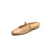Talla Talla Reembolsable Lavado Capa Superior Piel de Vaca Zapatos Muller 2025 Tacón Bajo Grueso Punta Redonda Piel Genuina Zapatillas de Exterior para Mujer