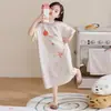Camisola Feminina, Pijama Infantil, Verão Solto de Manga Curta Princesa Menina Bebê Roupas de Casa Saia, Pode Ser Usada Fora no Verão