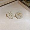 Pendientes de Lazo con Perlas con Sentido de Atmósfera de Aguja de Plata Pendientes Retro de Lujo Ligero de Gama Alta Pendientes Nicho Versátiles Venta al por Mayor Mujeres