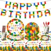 Nuevo Tema de Bloques de Colores Lego para Niños Juego de Vajilla para Fiesta de Cumpleaños Bandeja de Papel Desechable Vaso de Papel Servilleta de Papel
