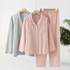 MUJ Muji Pijama de Pareja Gasa Lavada Algodón Puro Manga Larga Primavera Otoño Verano Fino Buena Ropa de Casa