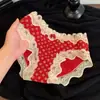 Ropa interior de año zodiacal para mujer, algodón puro, entrepierna extendida, encaje rojo brillante, nueva ropa interior festiva de Año Nuevo para mujer