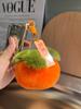 Llavero colgante de piel de conejo Rex auténtica con forma de caqui pequeño para coche, bonito bolso de peluche, regalo de cumpleaños