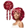 Nuevo Superventas Transfronterizo de Amazon: Gorro de ducha grande con visera ancha y cola larga para atar, con estampado de cinta, popular superventas transfronterizo